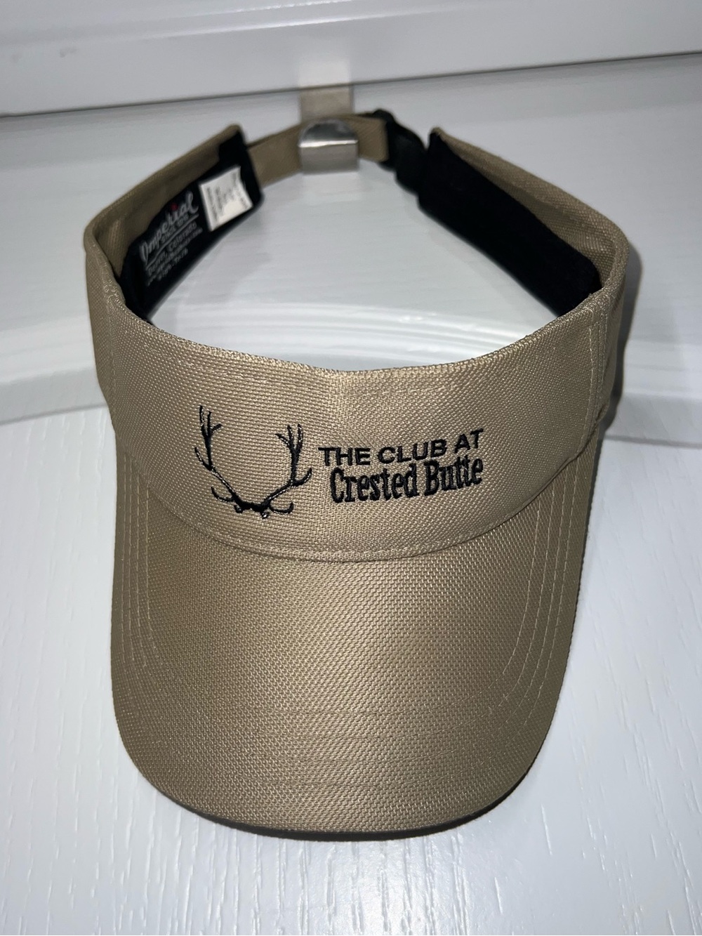 The Club At Crested Butte Imperial Head Wear Sun Visor Adjustable Khaki